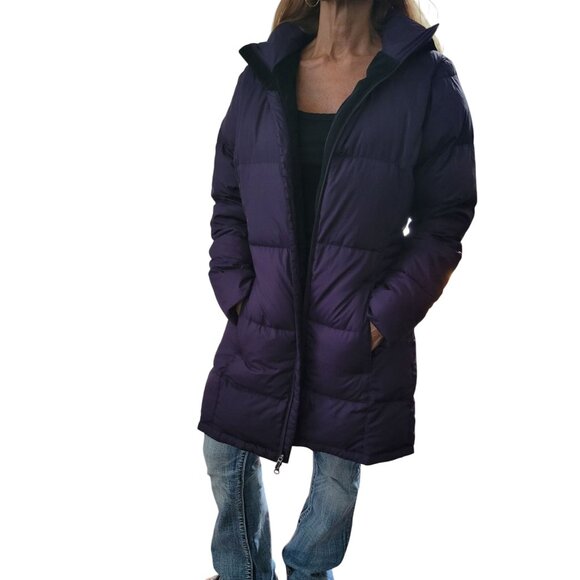Mountain Hardware Womens Duck Down Puffer Purple Parka coat size Medium hooded - Picture 1 of 9